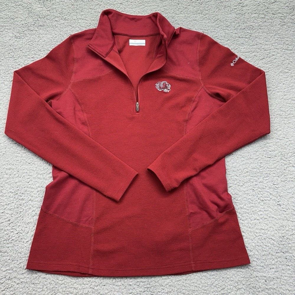 Columbia AL1222 Womens Size Large USC SC Gamecocks Garnet 1/4 Zip Pullover Shirt
